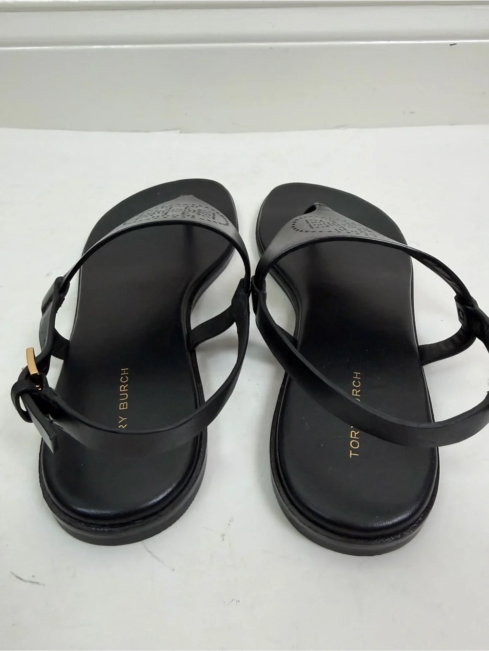 Tory Burch Capri Perf Leather Sandal in Perfect Black Size 7.5